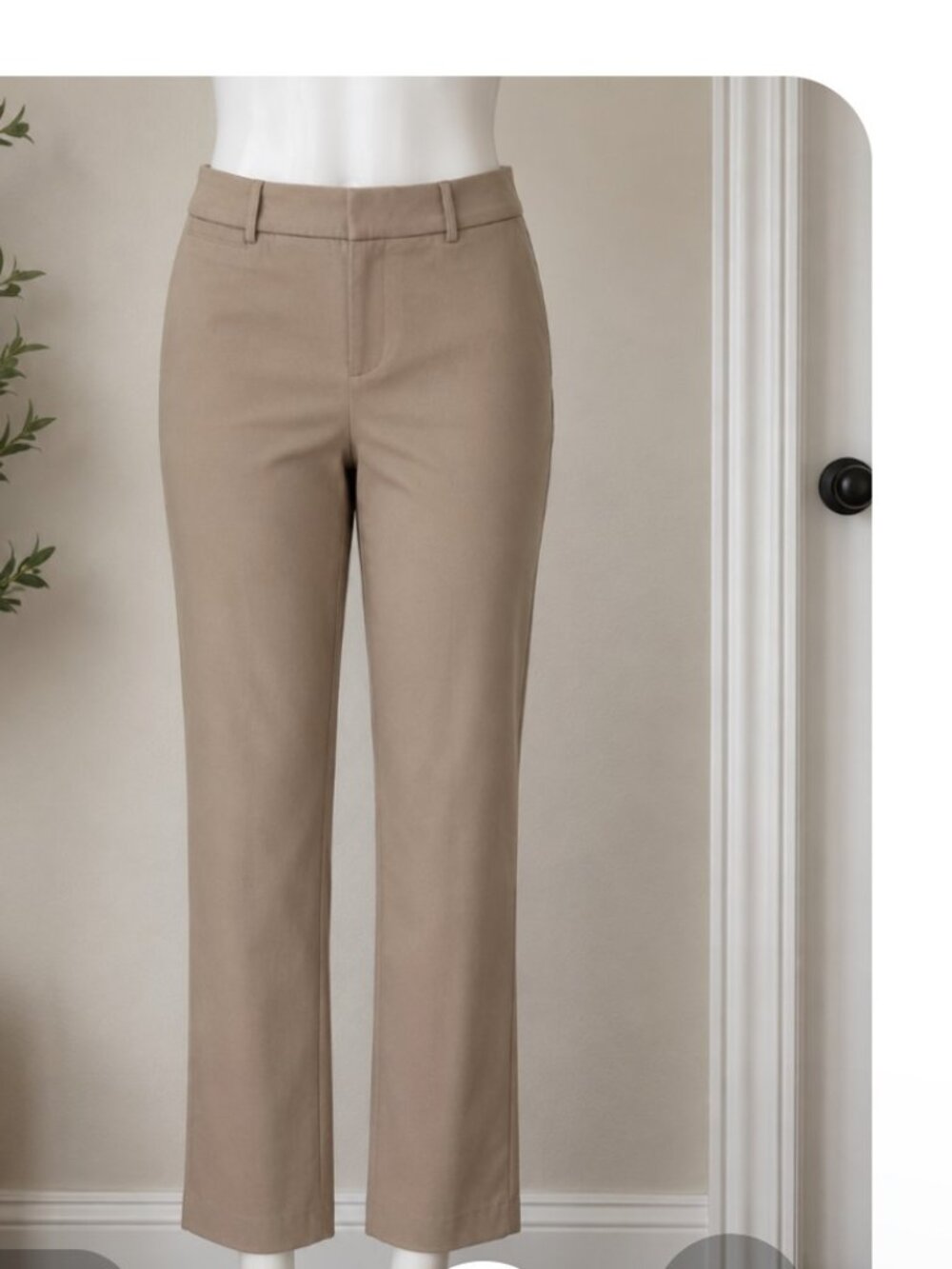 Crown &Ivy Women's  Khaky Straight leg Dress Pants Size 12, Cotton